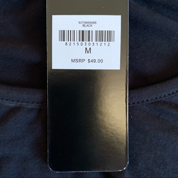 Bebe Black Embellished Logo Top: 3 Banded Open Crystal Sleeves - Picture 3 of 4